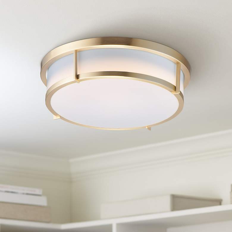 Image 1 Maxim Rogue 17 inch Wide Satin Brass LED Ceiling Light