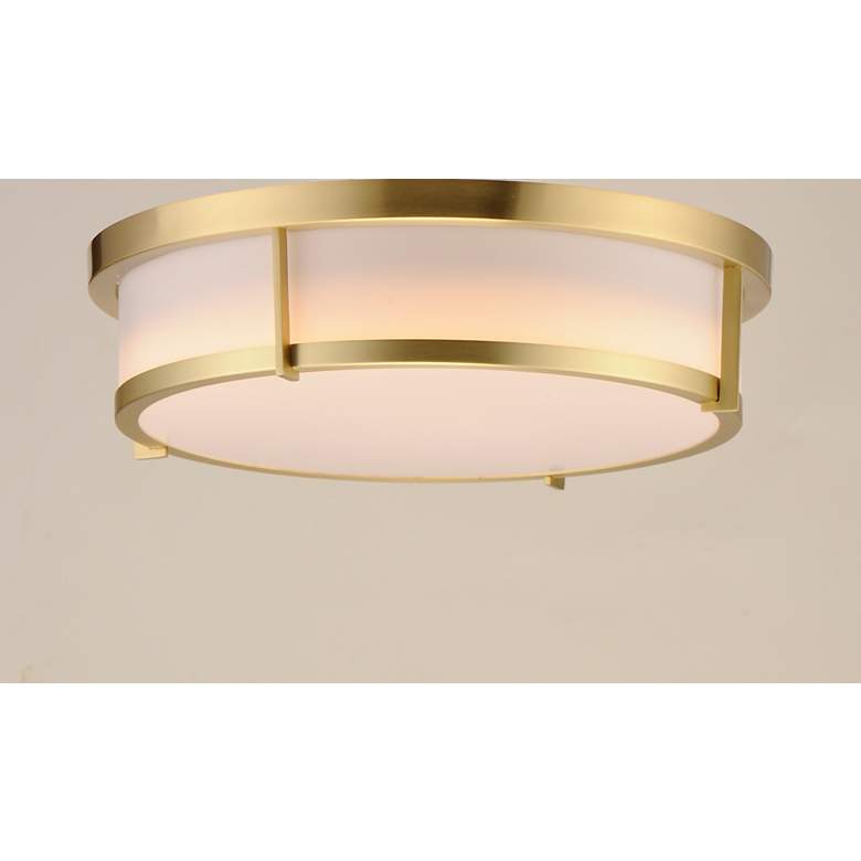 Image 3 Maxim Rogue 17 inch Wide Satin Brass Metal Drum Ceiling Light more views