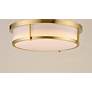 Maxim Rogue 17" Wide Satin Brass Metal Drum Ceiling Light