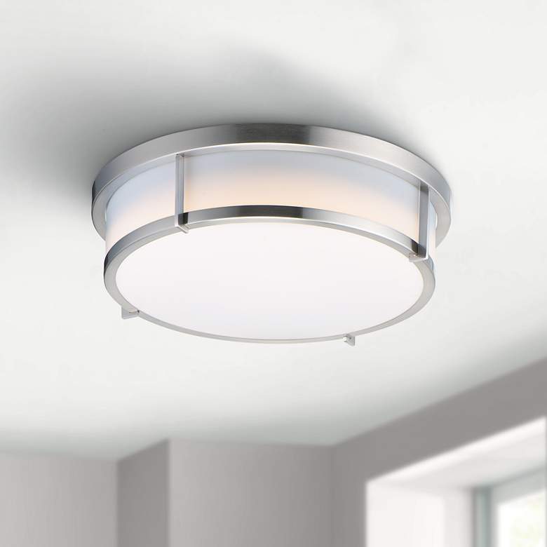 Image 1 Maxim Rogue 17" Wide Satin Nickel LED Ceiling Light