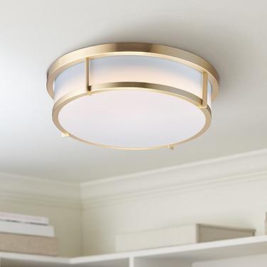 Maxim Rogue 17" Wide Modern White and Satin Brass LED Ceiling Light
