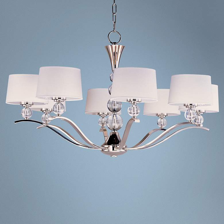 Image 1 Maxim Rondo 38 3/4 inch Wide 8-Light Nickel and Crystal Accents Chandelier