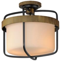 Maxim Ruffles 13 3/4"W Black and Antique Brass Ceiling Light