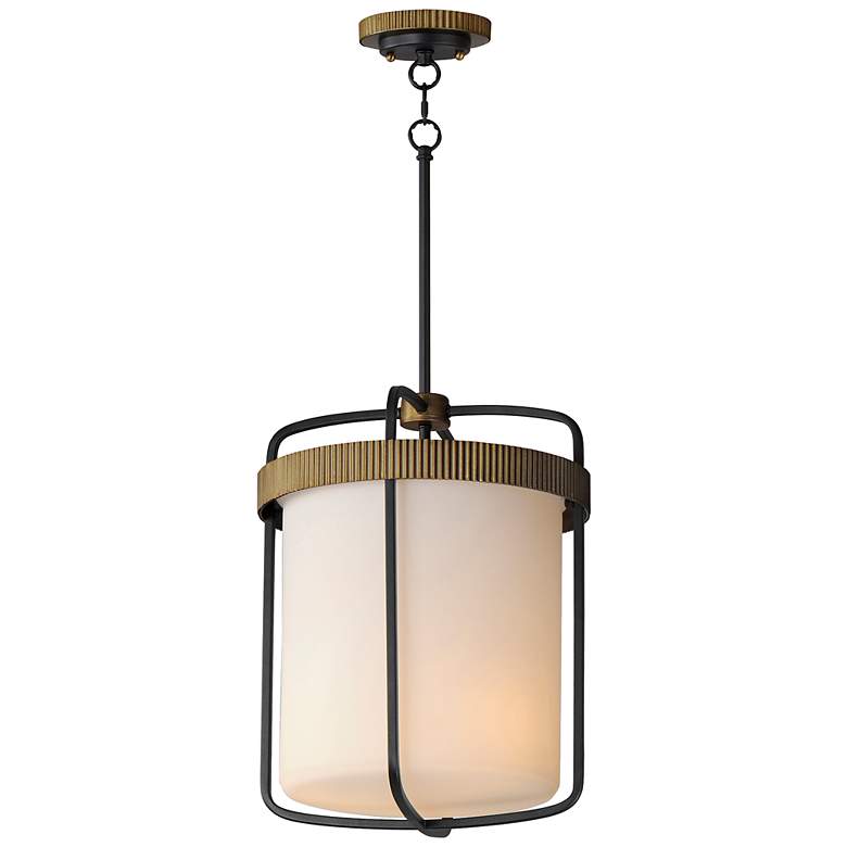 Image 1 Maxim Ruffles 13 3/4"W Black and Antique Brass Pendant Light