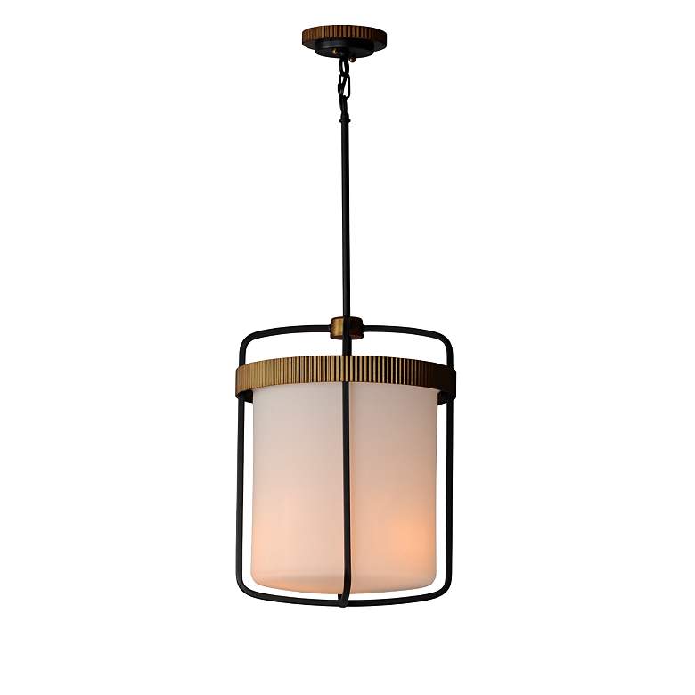 Image 2 Maxim Ruffles 13 3/4"W Black and Antique Brass Pendant Light more views