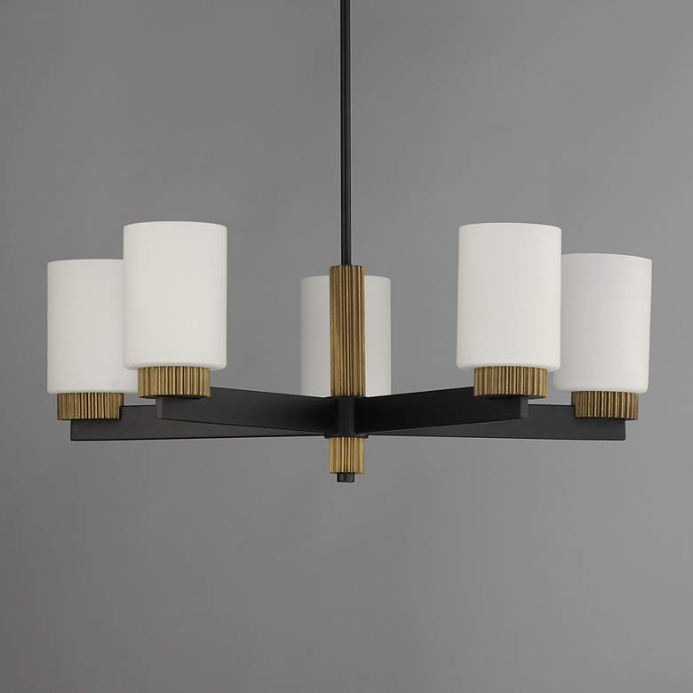 Image 2 Maxim Ruffles 30 1/4"W Black and Brass 5-Light Chandelier more views