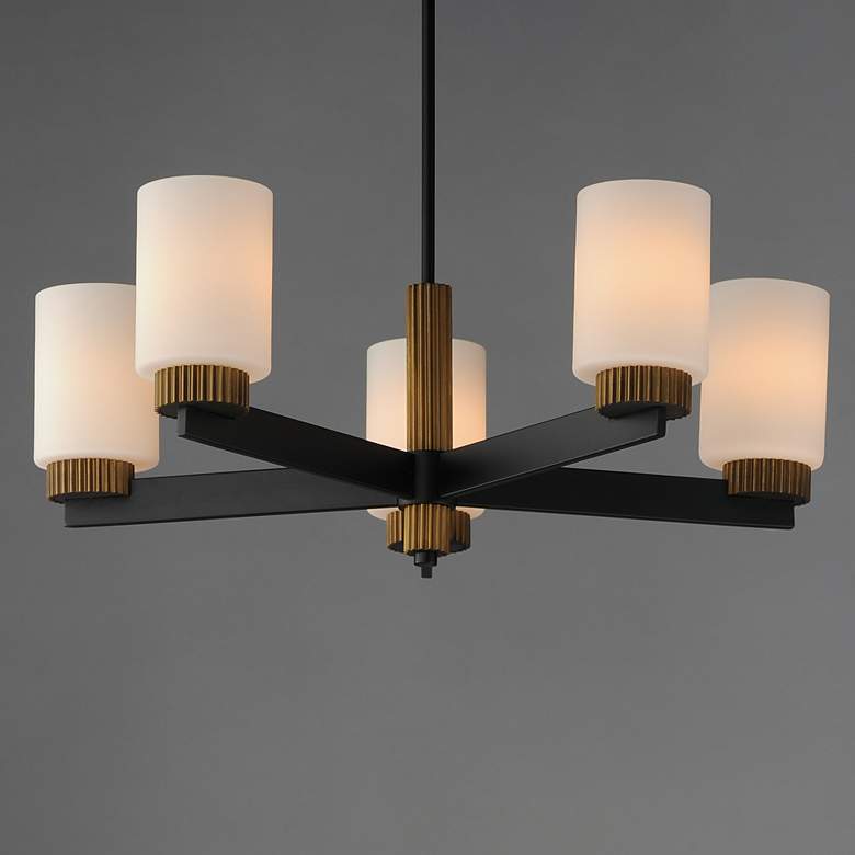 Image 3 Maxim Ruffles 30 1/4"W Black and Brass 5-Light Chandelier more views
