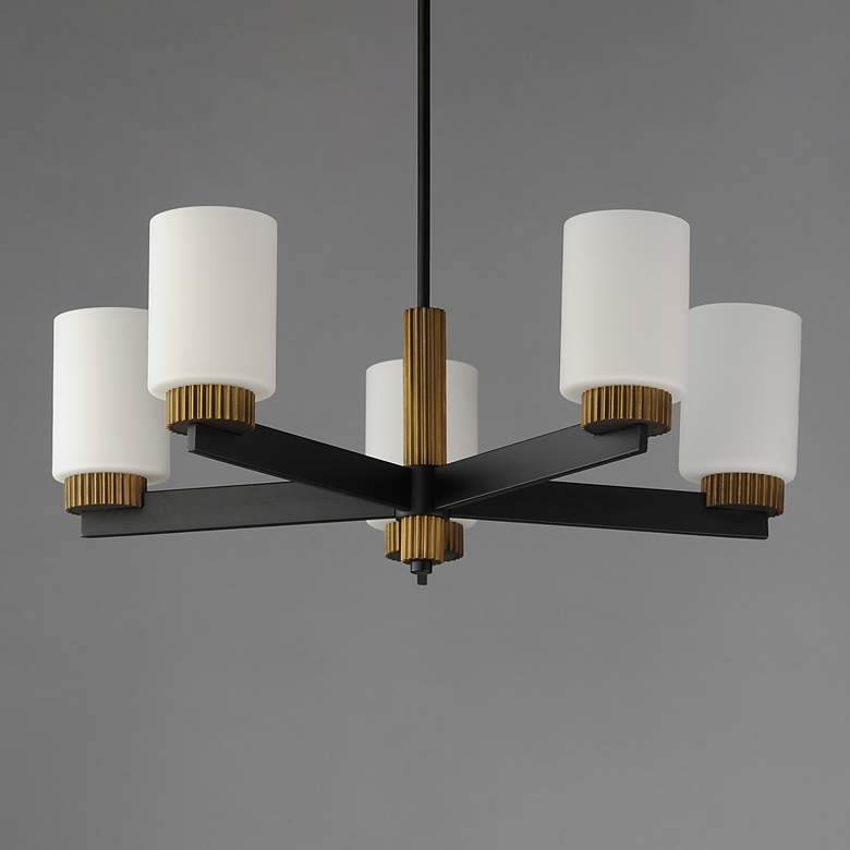Image 4 Maxim Ruffles 30 1/4"W Black and Brass 5-Light Chandelier more views