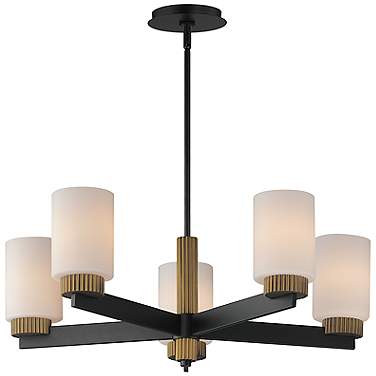 Maxim Ruffles 30 1/4" Wide Black and Brass 5-Light Chandelier