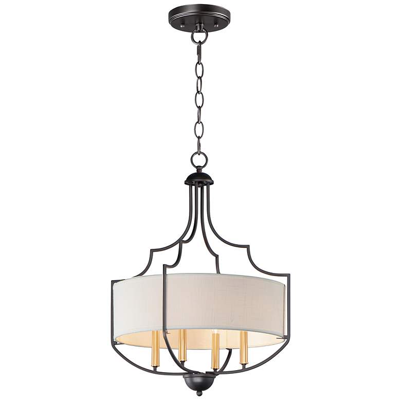 Image 1 Maxim Savant 20 1/4 inch Wide 4-Light Bronze and Linen Shade Chandelier