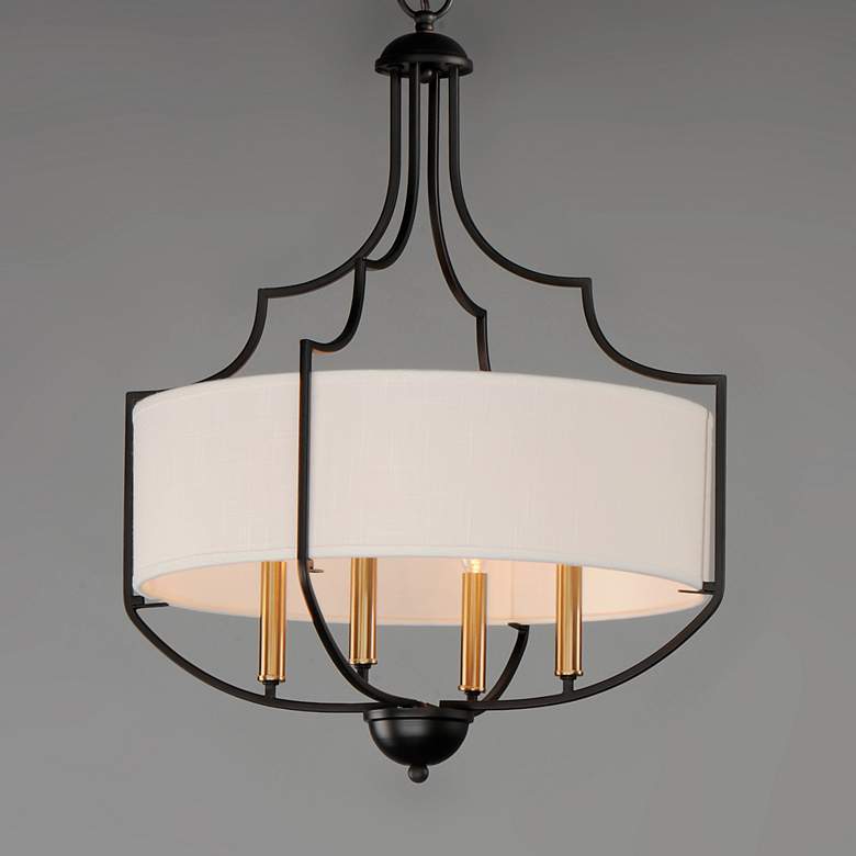 Image 1 Maxim Savant 20 1/4" Wide 4-Light Bronze and Linen Shade Chandelier