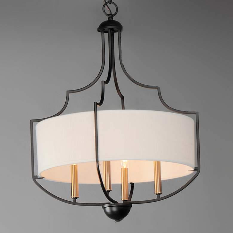 Image 4 Maxim Savant 20 1/4" Wide 4-Light Bronze and Linen Shade Chandelier more views