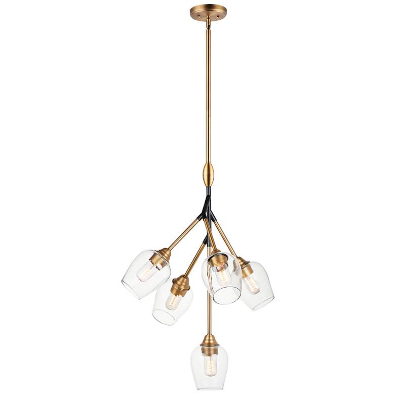 Image 2 Maxim Savvy 24 1/4 inchW Antique Brass 5-Light Metal Pendant