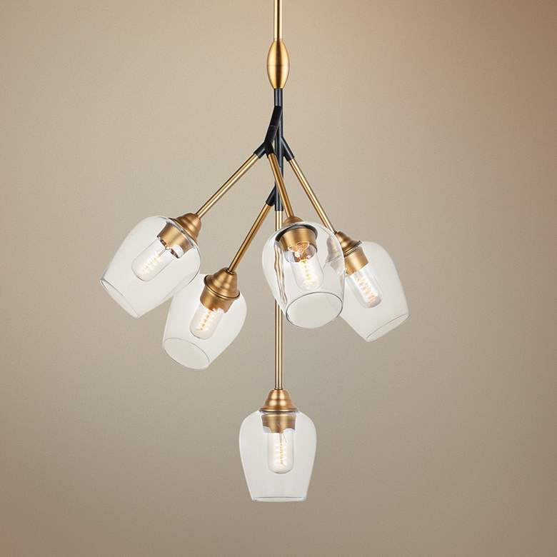 Image 1 Maxim Savvy 24 1/4"W Antique Brass 5-Light Metal Pendant
