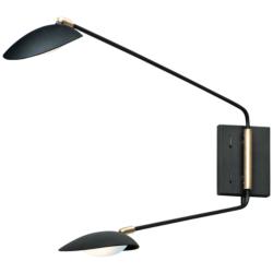 Maxim Scan 19 3/4&quot; Modern Black Swing Arm Plug-In LED Wall Lamp