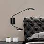 1_Maxim Scan 19 3/4" Modern Black Swing Arm Plug-In LED Wall Lamp