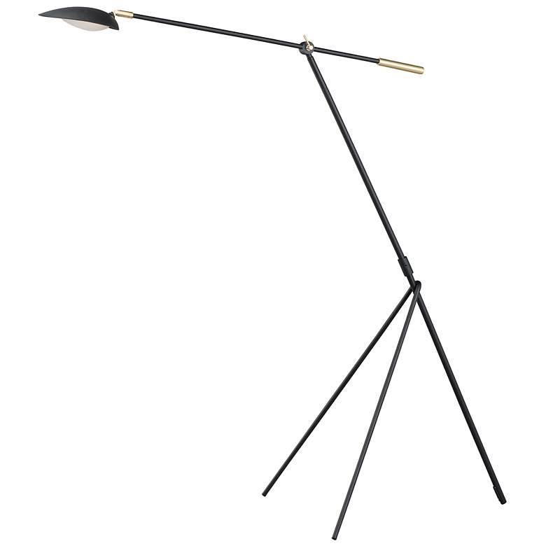 Image 2 Maxim Scan 60 1/2" Black and Satin Brass LED Modern Tripod Floor Lamp