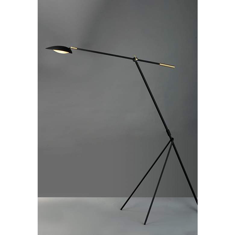 Image 3 Maxim Scan 60 1/2" Black and Satin Brass LED Modern Tripod Floor Lamp more views
