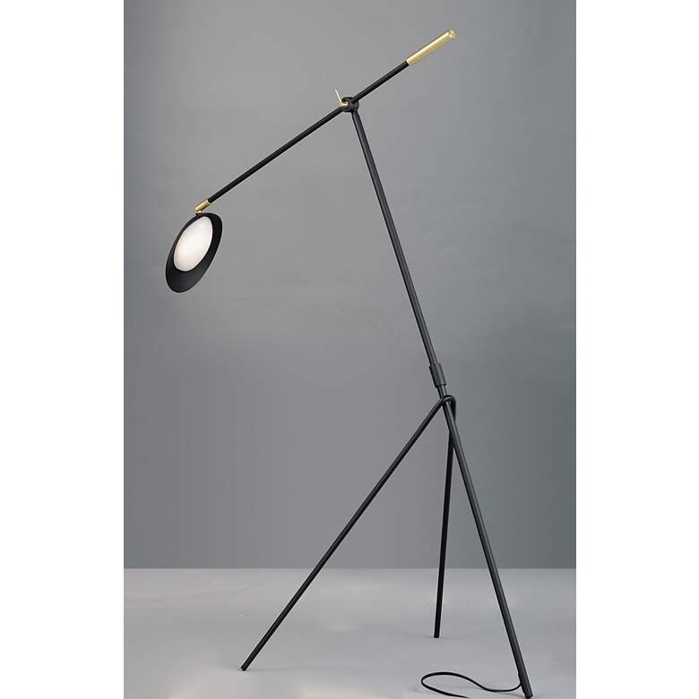 Image 4 Maxim Scan 60 1/2" Black and Satin Brass LED Modern Tripod Floor Lamp more views