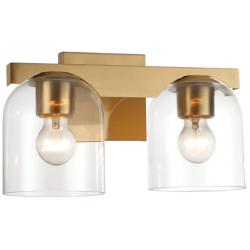 Maxim Scoop 13 1/2" Wide Natural Aged Brass 2-Light Bath Vanity