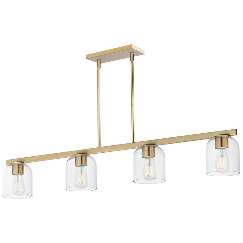 Image 1 Maxim Scoop 46" Clear/Natural Aged Brass 4-Light Linear Pendant