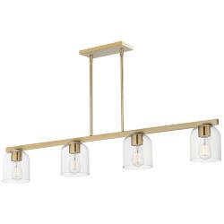 Maxim Scoop 46" Clear/Natural Aged Brass 4-Light Linear Pendant