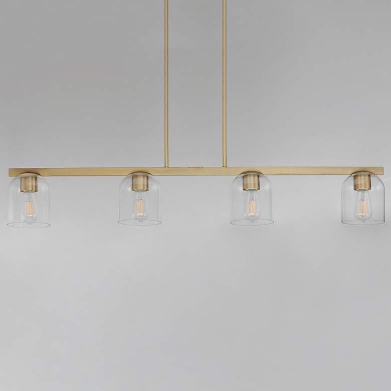 Image 2 Maxim Scoop 46" Clear/Natural Aged Brass 4-Light Linear Pendant more views