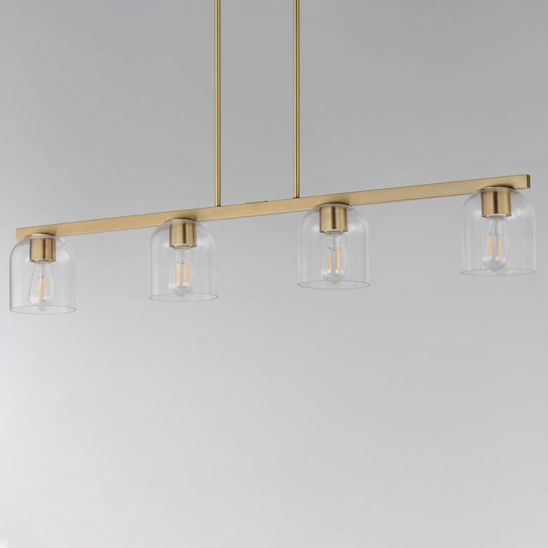 Image 3 Maxim Scoop 46" Clear/Natural Aged Brass 4-Light Linear Pendant more views