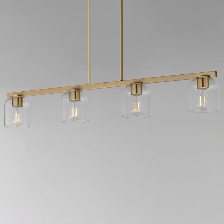 Image 4 Maxim Scoop 46" Clear/Natural Aged Brass 4-Light Linear Pendant more views