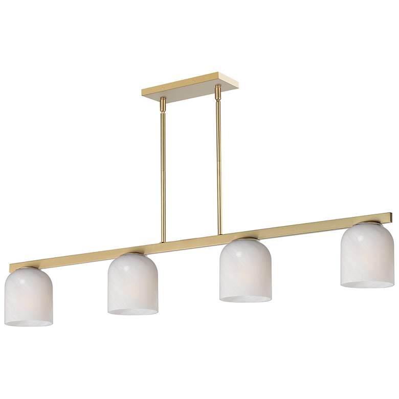 Image 1 Maxim Scoop 46" Marble/Natural Aged Brass 4-Light Linear Pendant