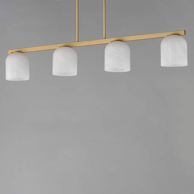 Image 2 Maxim Scoop 46" Marble/Natural Aged Brass 4-Light Linear Pendant more views