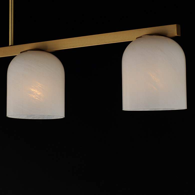 Image 3 Maxim Scoop 46" Marble/Natural Aged Brass 4-Light Linear Pendant more views
