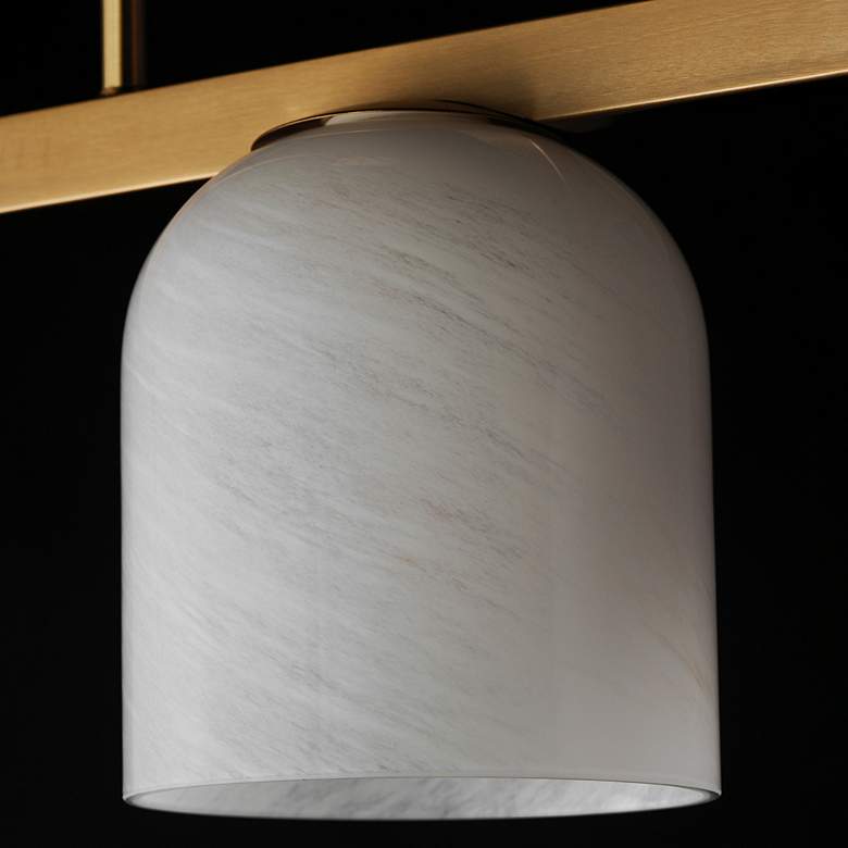 Image 4 Maxim Scoop 46" Marble/Natural Aged Brass 4-Light Linear Pendant more views