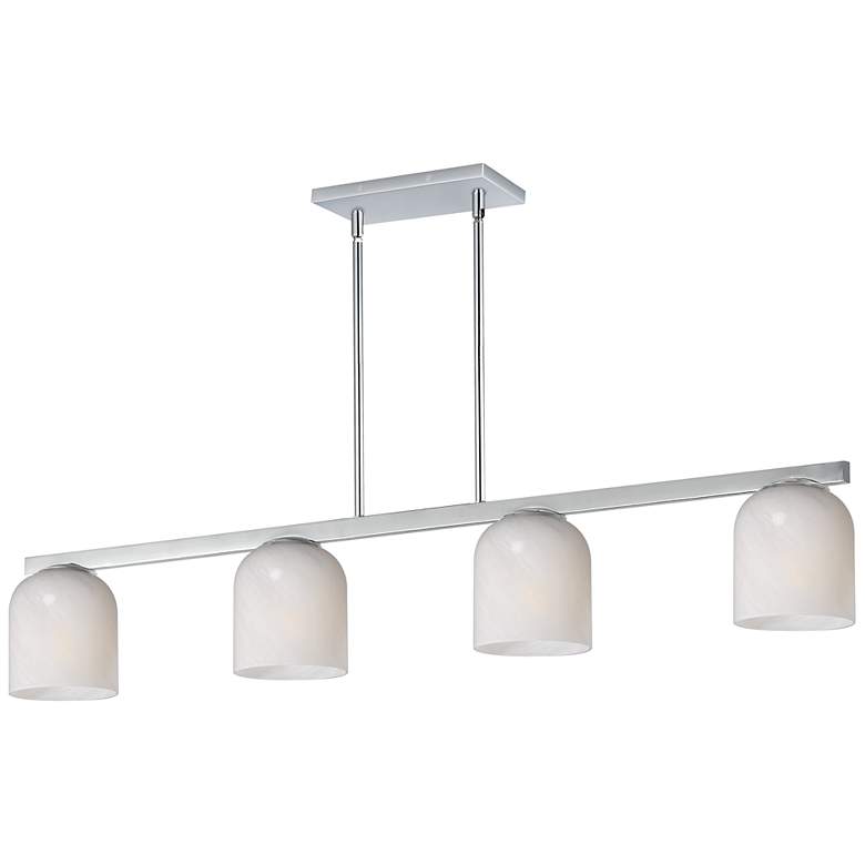 Image 1 Maxim Scoop 46" Marble/Polished Chrome 4-Light Linear Pendant