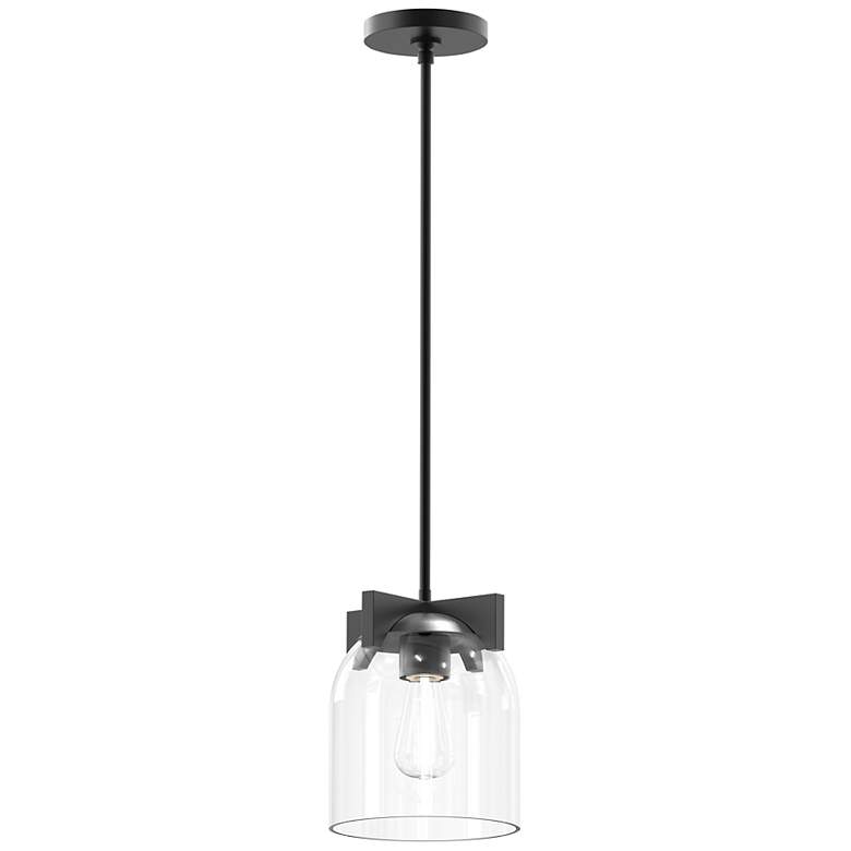 Image 1 Maxim Scoop 8" Wide Clear/Black 1-Light Pendant/Flush Mount