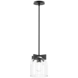 Maxim Scoop 8" Wide Clear/Black 1-Light Pendant/Flush Mount