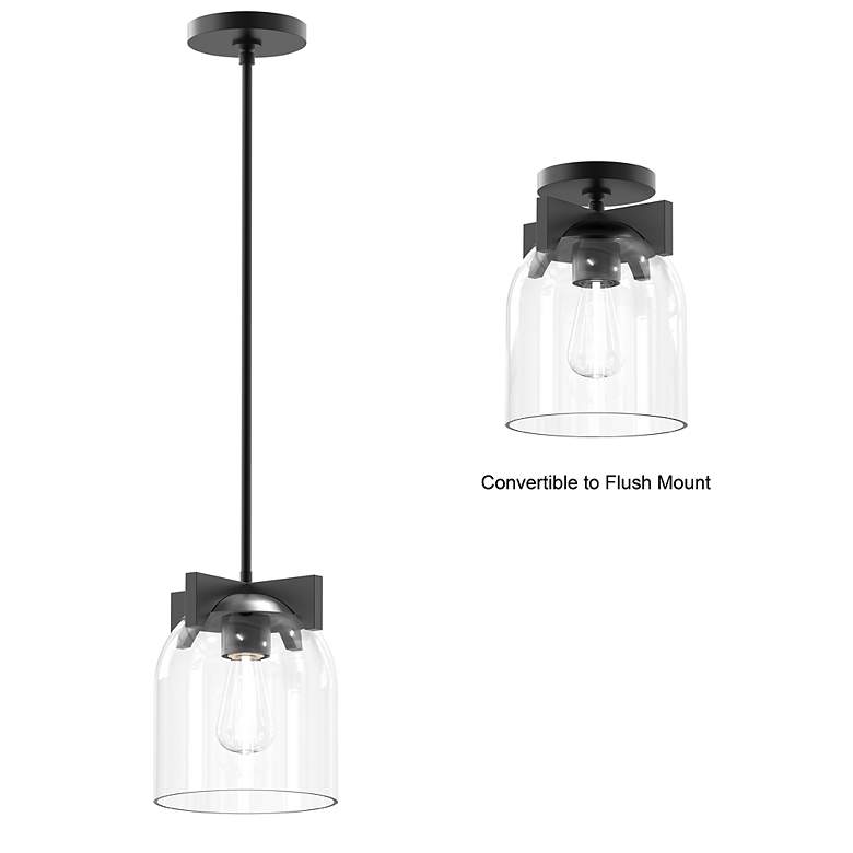 Image 2 Maxim Scoop 8" Wide Clear/Black 1-Light Pendant/Flush Mount more views