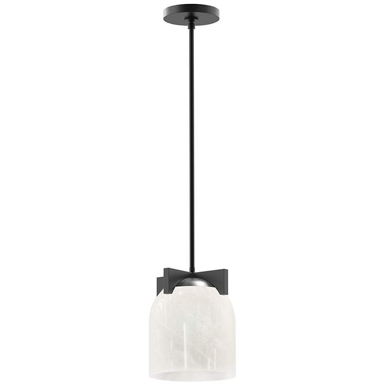 Image 1 Maxim Scoop 8" Wide Marble/Black 1-Light Pendant/Flush Mount