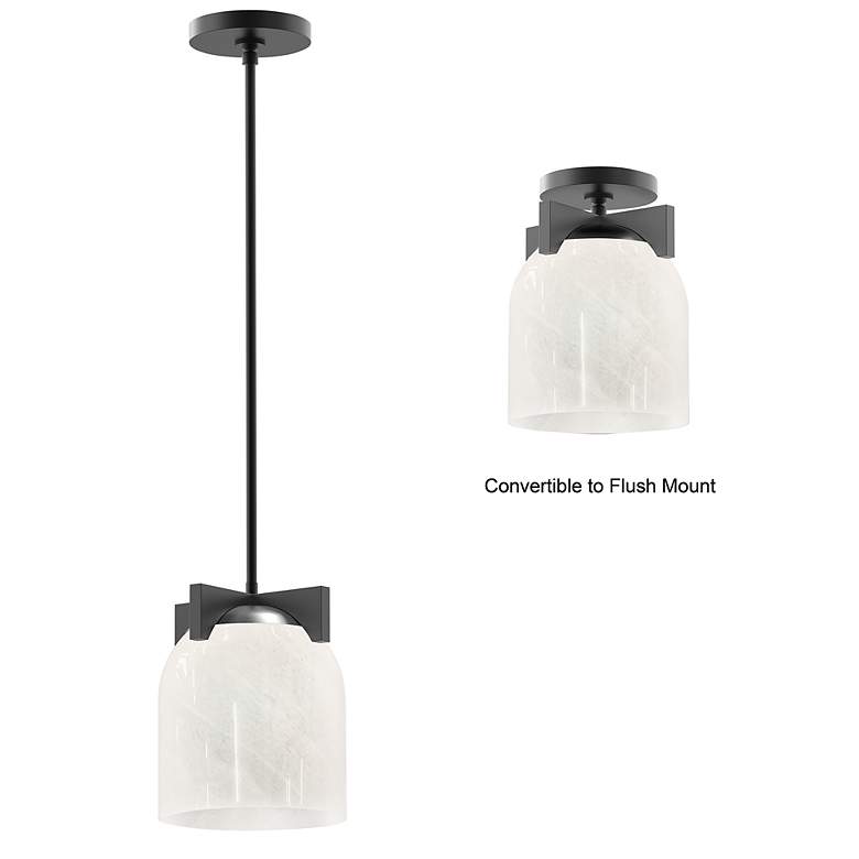 Image 2 Maxim Scoop 8" Wide Marble/Black 1-Light Pendant/Flush Mount more views