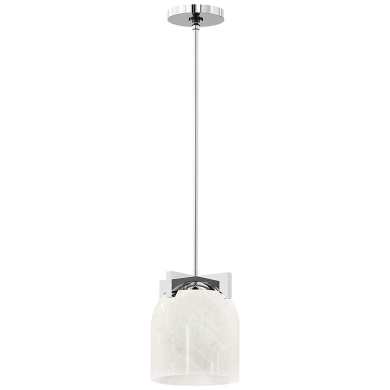 Image 1 Maxim Scoop 8" Wide Marble/Polished Chrome 1-Light Pendant/Flush Mount