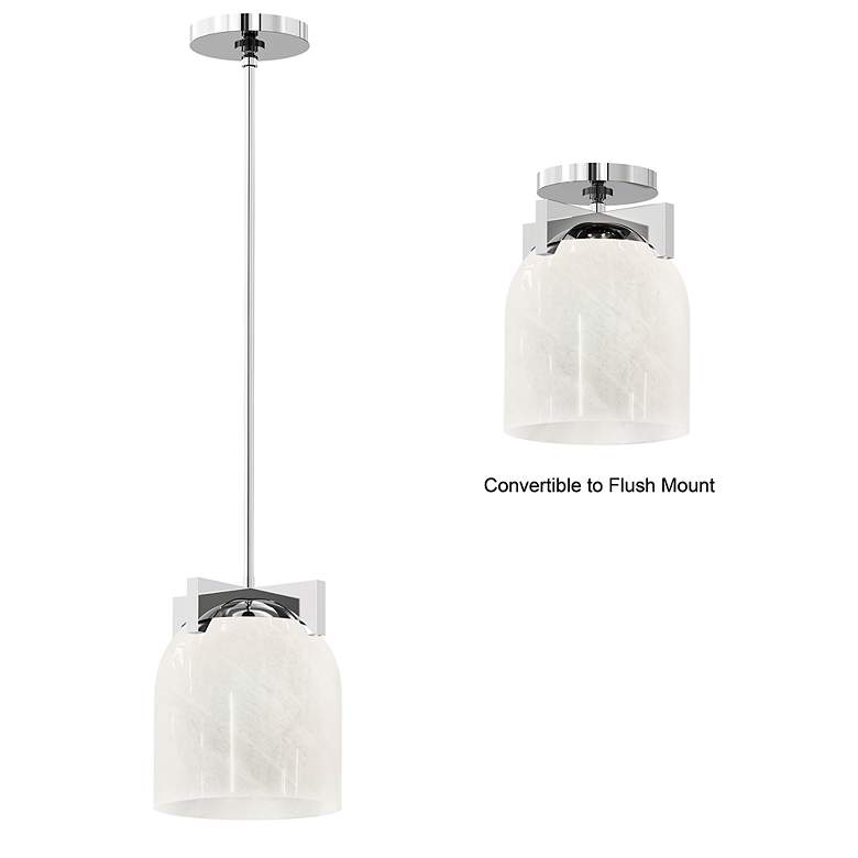 Image 2 Maxim Scoop 8" Wide Marble/Polished Chrome 1-Light Pendant/Flush Mount more views