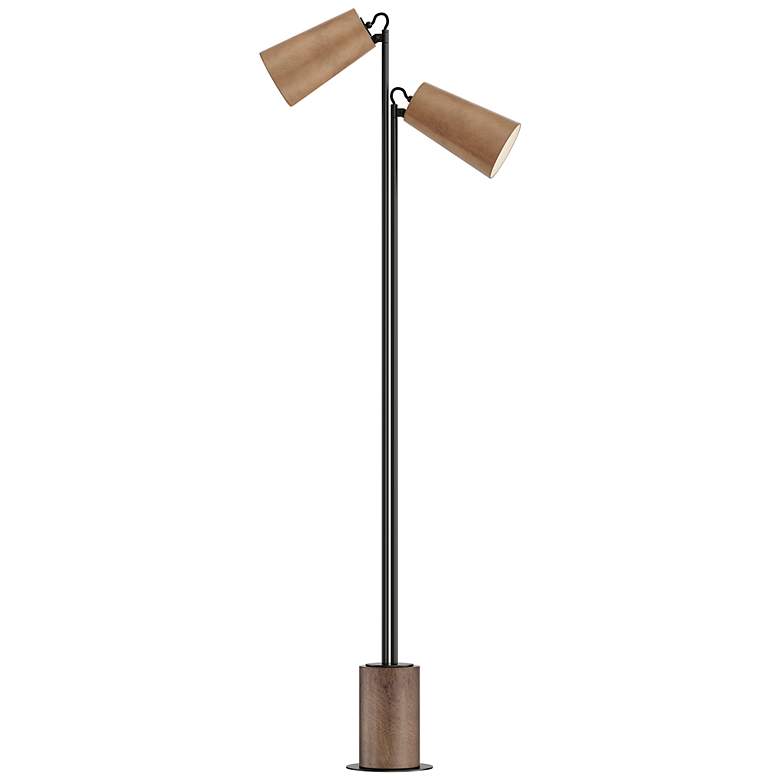Image 2 Maxim Scout Black and Leather 2-Light LED Floor Lamp