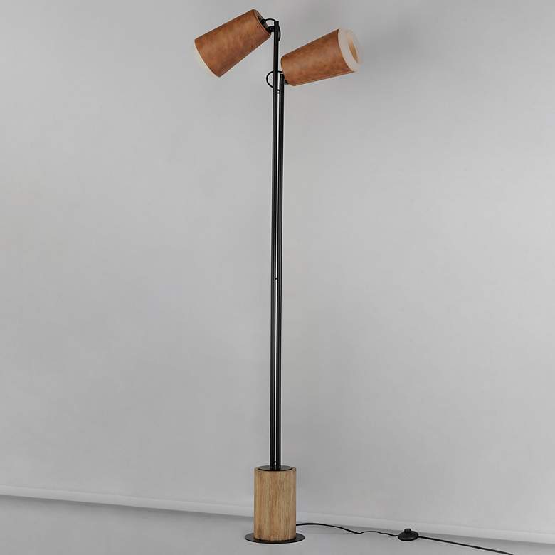 Image 3 Maxim Scout Black and Leather 2-Light LED Floor Lamp more views