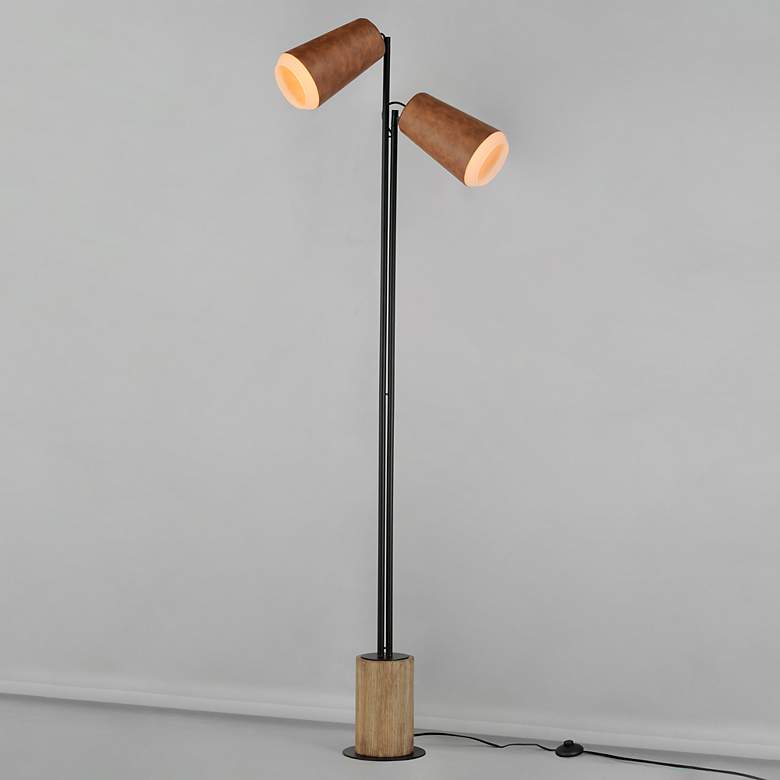 Image 4 Maxim Scout Black and Leather 2-Light LED Floor Lamp more views