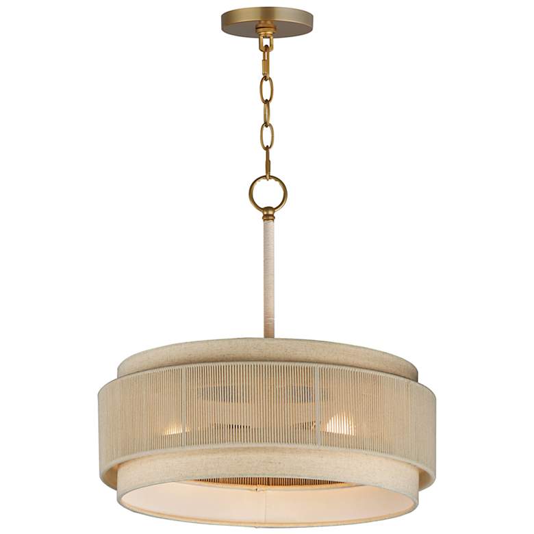 Image 1 Maxim Seacliff 20"W Natural Aged Brass 3-Light Drum Pendant