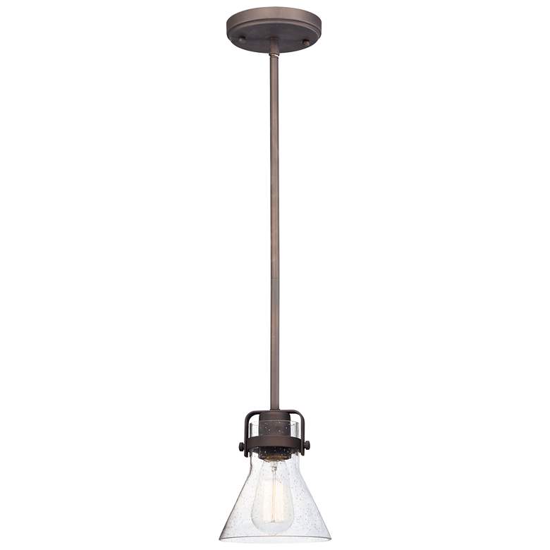 Image 1 Maxim Seafarer 6 inch Wide Oil Rubbed Bronze Seeded Glass Pendant Light