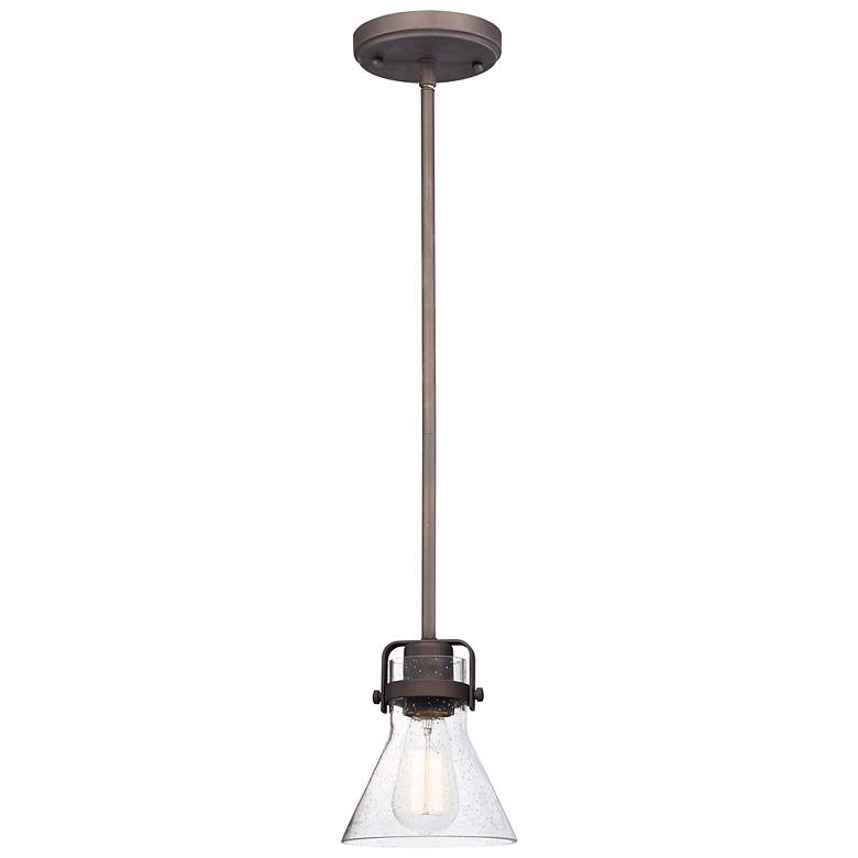 Image 1 Maxim Seafarer 6 inch Wide Oil Rubbed Bronze Seeded Glass Pendant Light