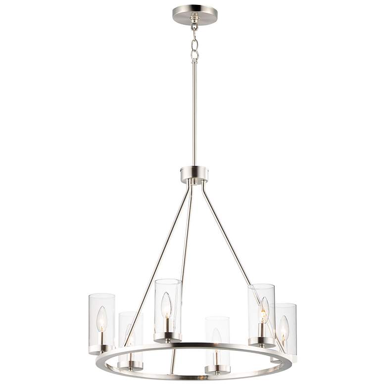 Image 1 Maxim Sentinel 24" Wide Satin Nickel 6-Light Chandelier