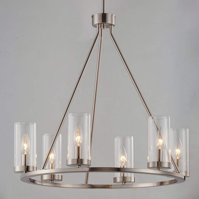 Image 2 Maxim Sentinel 24" Wide Satin Nickel 6-Light Chandelier more views