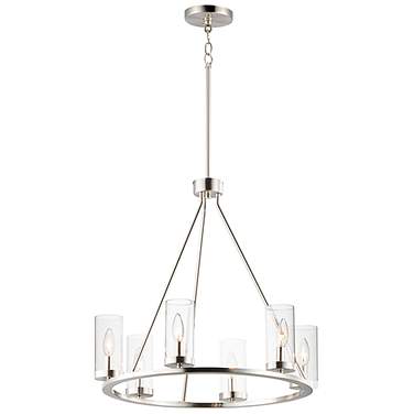 Maxim Sentinel 24" Wide Glass and Satin Nickel 6-Light Ring Chandelier